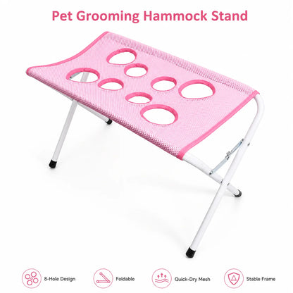 Pet Grooming Hammock Stand Foldable Cat Dog Bathing Rack Quick Dry Mesh Nail Trimming Holder for Small Medium Pets